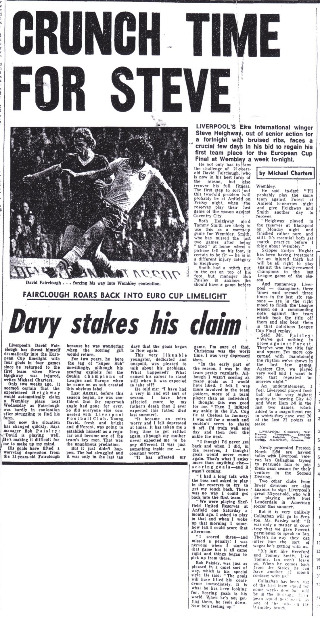 Fairclough stakes his claim ahead of Heighway